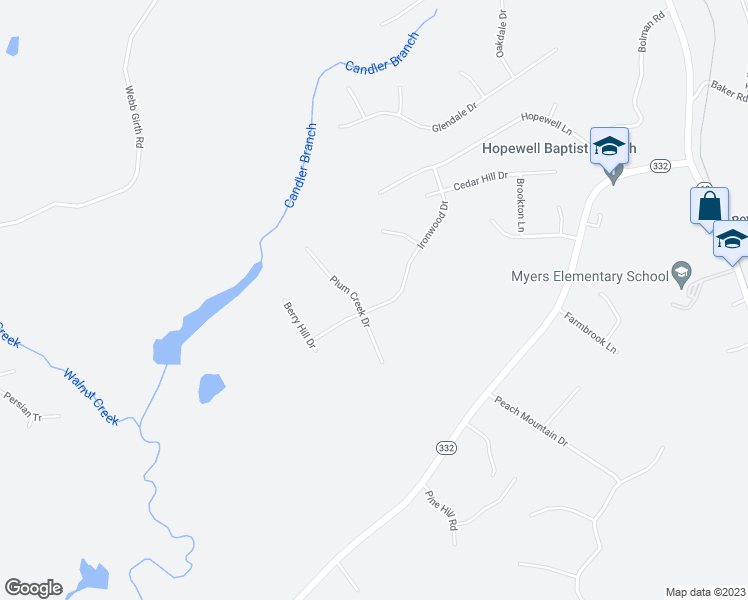 map of restaurants, bars, coffee shops, grocery stores, and more near 7244 Ironwood Drive in Gainesville