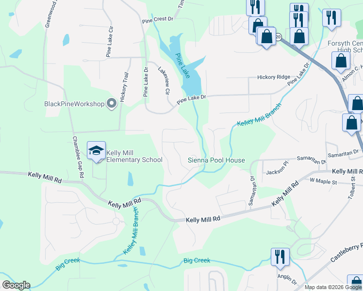 map of restaurants, bars, coffee shops, grocery stores, and more near 955 Garden Crossing Lane in Cumming