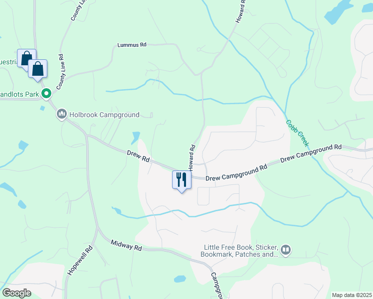 map of restaurants, bars, coffee shops, grocery stores, and more near 854 Howard Road in Alpharetta