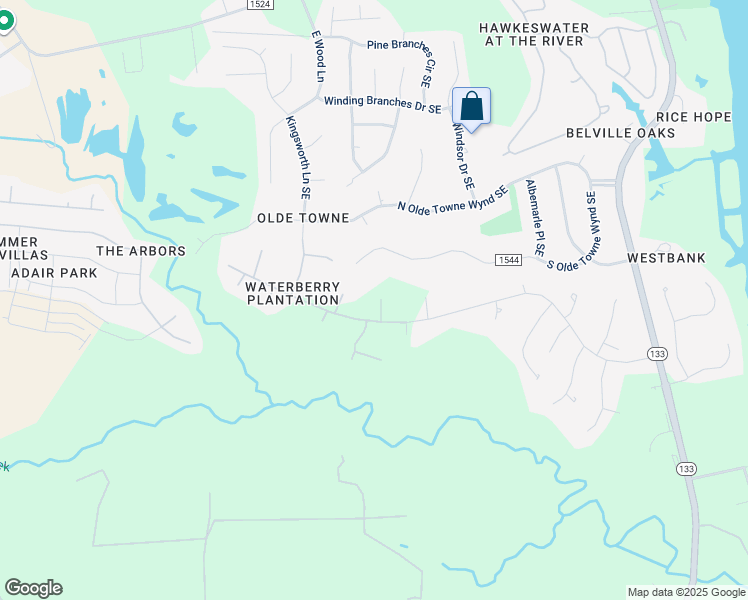 map of restaurants, bars, coffee shops, grocery stores, and more near 10205 Wildlife Drive Southeast in Leland