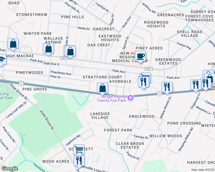 map of restaurants, bars, coffee shops, grocery stores, and more near 203 South 52nd Street in Wilmington