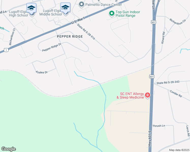 map of restaurants, bars, coffee shops, grocery stores, and more near 214 Caledonia Court in Lugoff