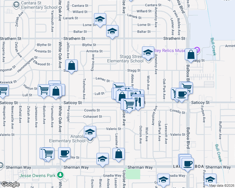 map of restaurants, bars, coffee shops, grocery stores, and more near in Los Angeles
