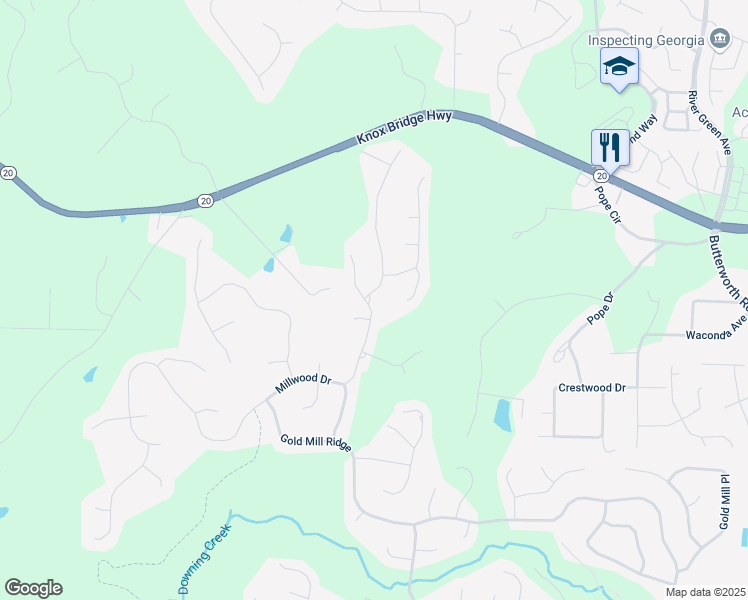map of restaurants, bars, coffee shops, grocery stores, and more near 4981 Millwood Drive in Canton