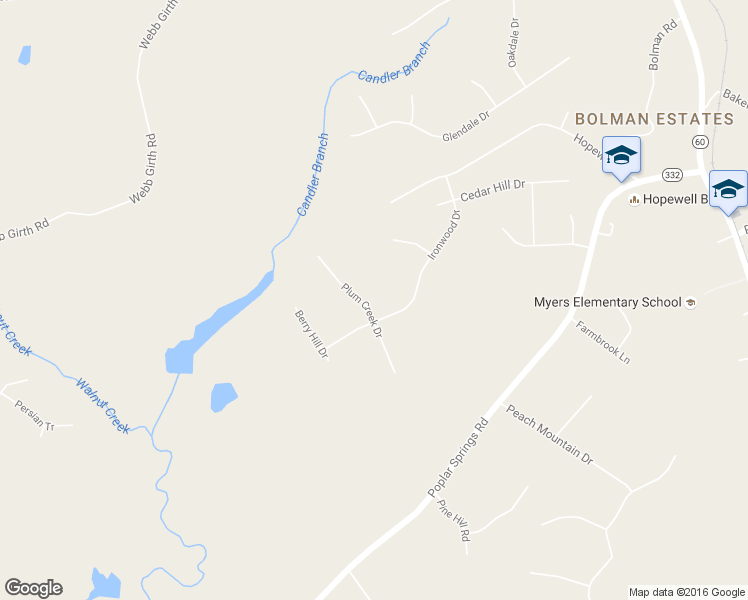 map of restaurants, bars, coffee shops, grocery stores, and more near 7237 Plum Creek Drive in Gainesville