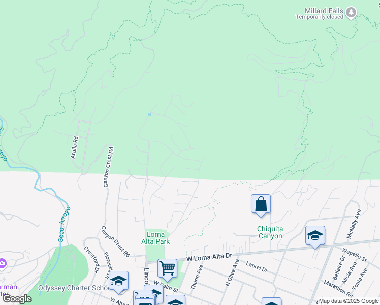 map of restaurants, bars, coffee shops, grocery stores, and more near 620 Coate Court in Altadena