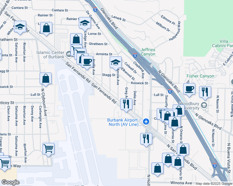 map of restaurants, bars, coffee shops, grocery stores, and more near 7629 Arcola Avenue in Los Angeles