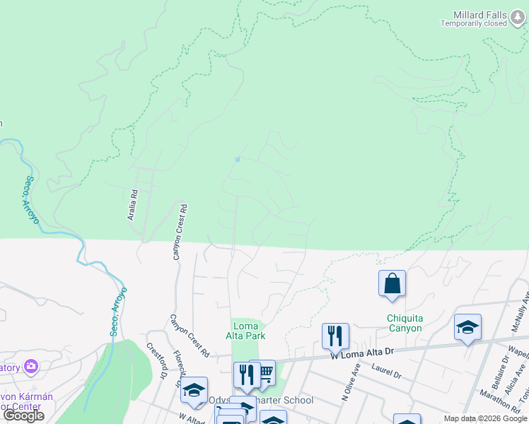 map of restaurants, bars, coffee shops, grocery stores, and more near 3769 North Hollingsworth Road in Altadena