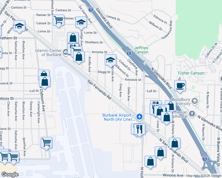 map of restaurants, bars, coffee shops, grocery stores, and more near 7629 Arcola Avenue in Los Angeles