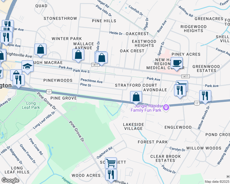 map of restaurants, bars, coffee shops, grocery stores, and more near 208 51st St in Wilmington