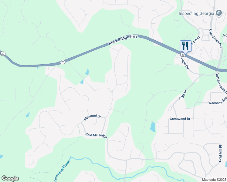 map of restaurants, bars, coffee shops, grocery stores, and more near 4981 Millwood Drive in Canton