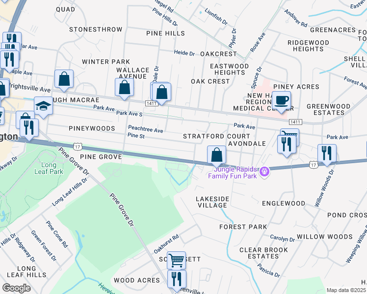 map of restaurants, bars, coffee shops, grocery stores, and more near 208 51st St in Wilmington