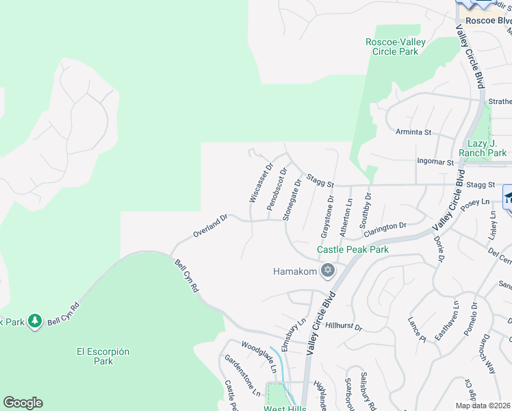 map of restaurants, bars, coffee shops, grocery stores, and more near 7526 Wiscasset Drive in Los Angeles