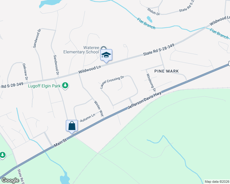map of restaurants, bars, coffee shops, grocery stores, and more near 145 Laurel Crossing Drive in Lugoff