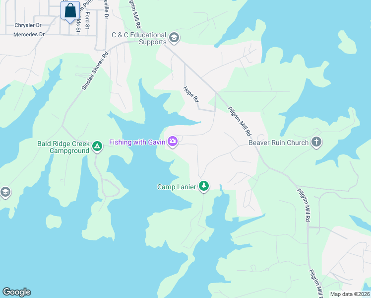 map of restaurants, bars, coffee shops, grocery stores, and more near 4195 Heather Way in Cumming