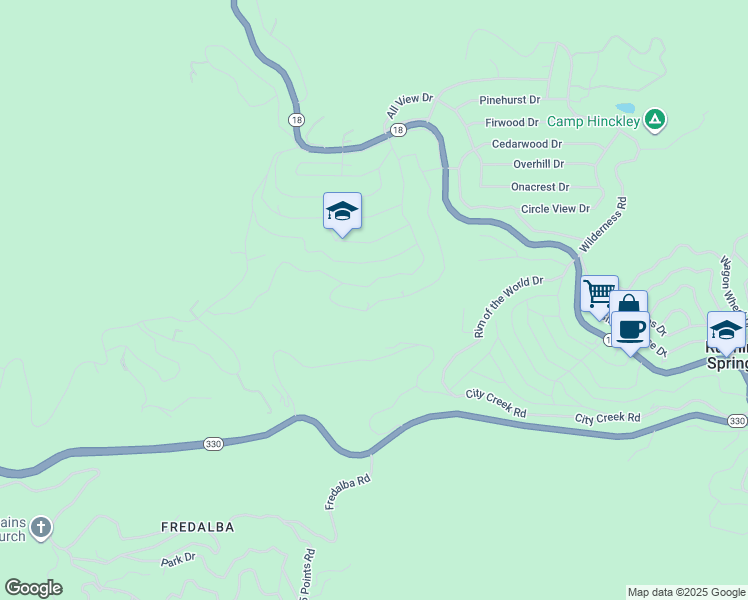 map of restaurants, bars, coffee shops, grocery stores, and more near 2450 Spring Oak Drive in Running Springs