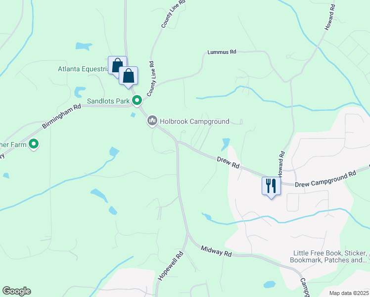 map of restaurants, bars, coffee shops, grocery stores, and more near 5385 Drew Road in Alpharetta