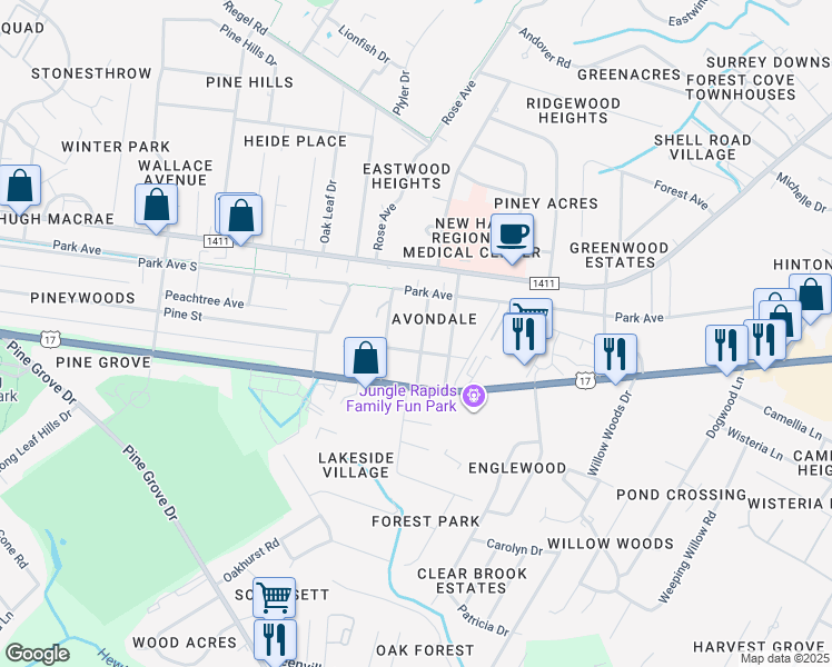 map of restaurants, bars, coffee shops, grocery stores, and more near 108 Avondale Avenue in Wilmington