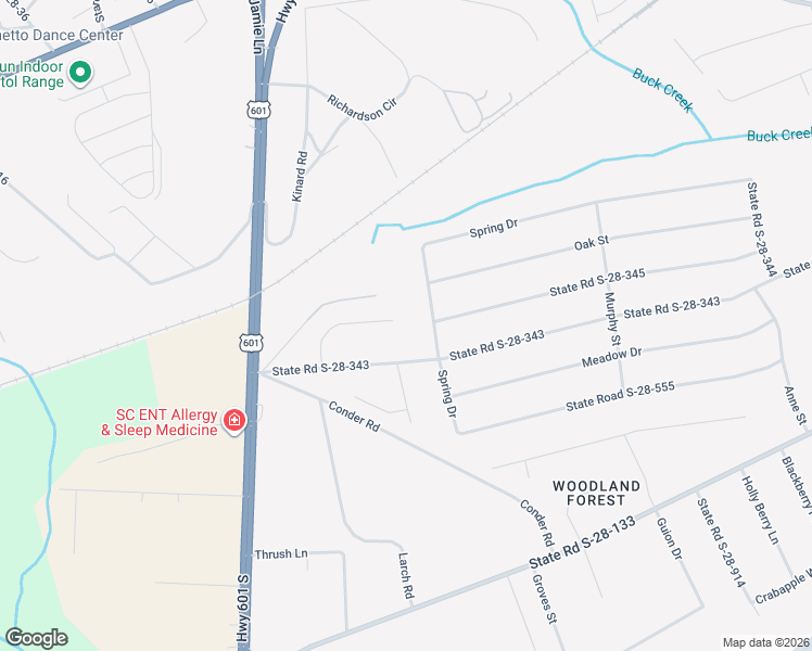 map of restaurants, bars, coffee shops, grocery stores, and more near 1068 Spring Drive in Lugoff