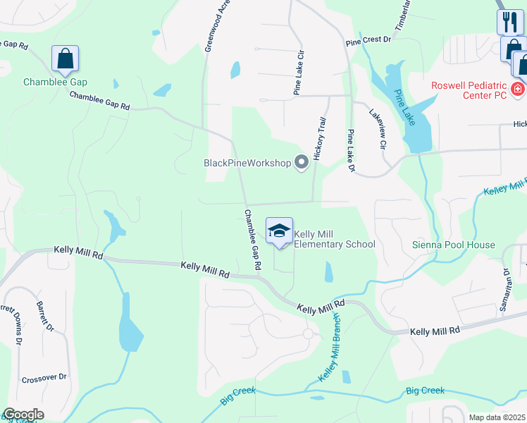 map of restaurants, bars, coffee shops, grocery stores, and more near 133 Hickory Trail in Cumming