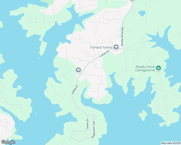 map of restaurants, bars, coffee shops, grocery stores, and more near 7555 Lanier Drive in Cumming