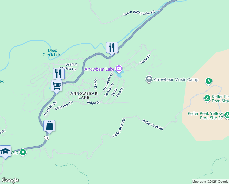 map of restaurants, bars, coffee shops, grocery stores, and more near in Running Springs
