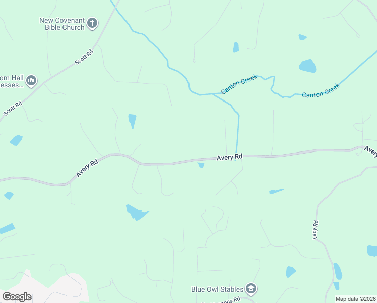 map of restaurants, bars, coffee shops, grocery stores, and more near 1205 Avery Road in Canton