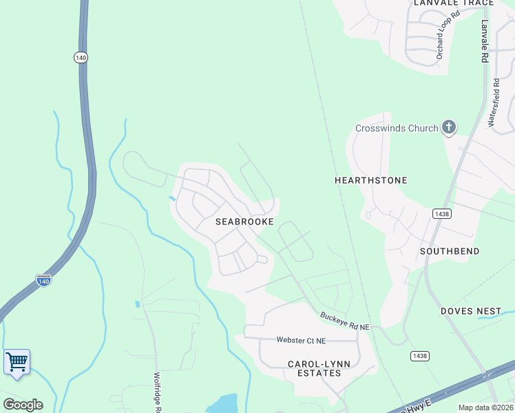 map of restaurants, bars, coffee shops, grocery stores, and more near 8376 East Highcroft Drive Northeast in Leland