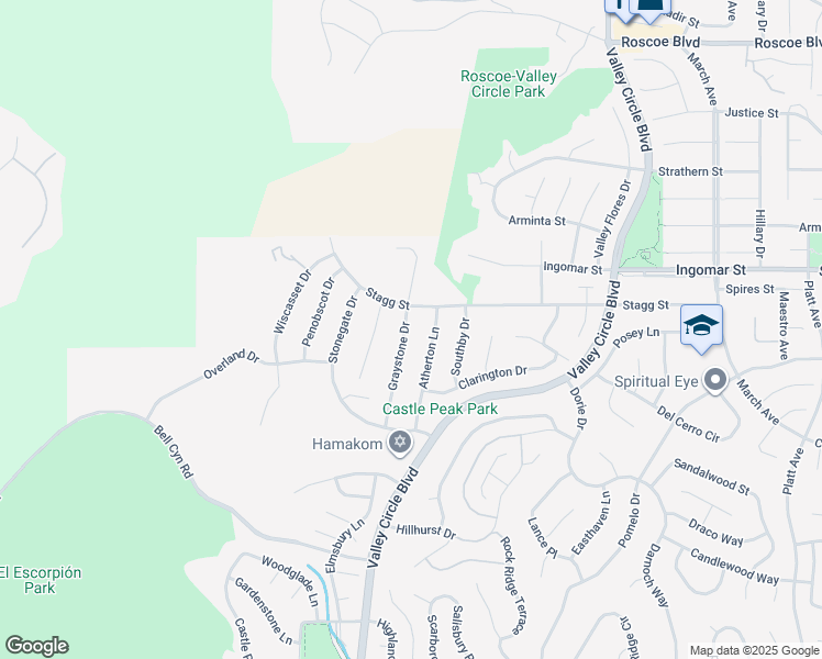 map of restaurants, bars, coffee shops, grocery stores, and more near 7608 Graystone Drive in Los Angeles