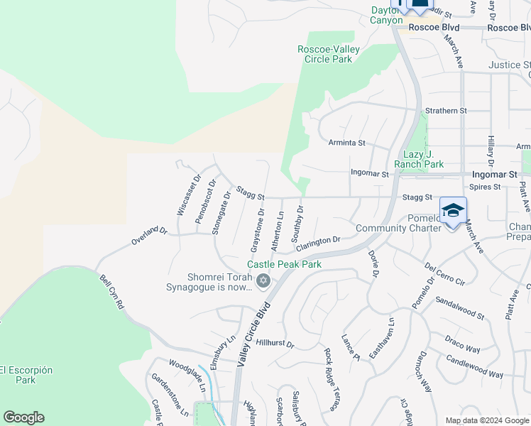 map of restaurants, bars, coffee shops, grocery stores, and more near 7608 Graystone Drive in Los Angeles