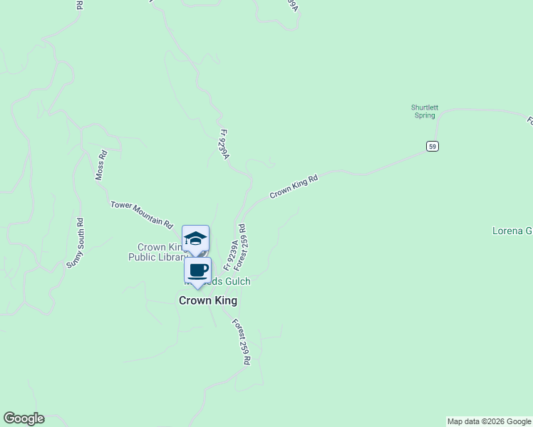 map of restaurants, bars, coffee shops, grocery stores, and more near 7345 Crown King Road in Crown King