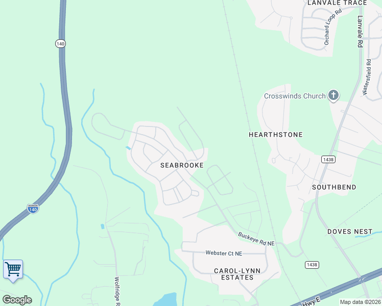 map of restaurants, bars, coffee shops, grocery stores, and more near 8376 East Highcroft Drive Northeast in Leland