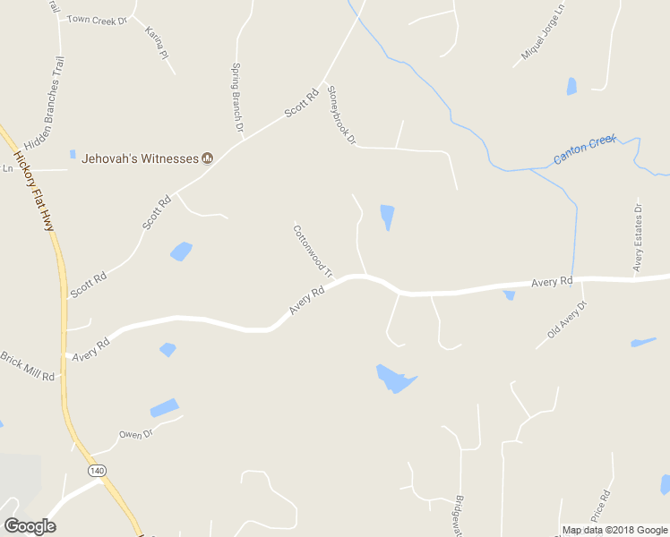 map of restaurants, bars, coffee shops, grocery stores, and more near 100 Cottonwood Tr in Canton