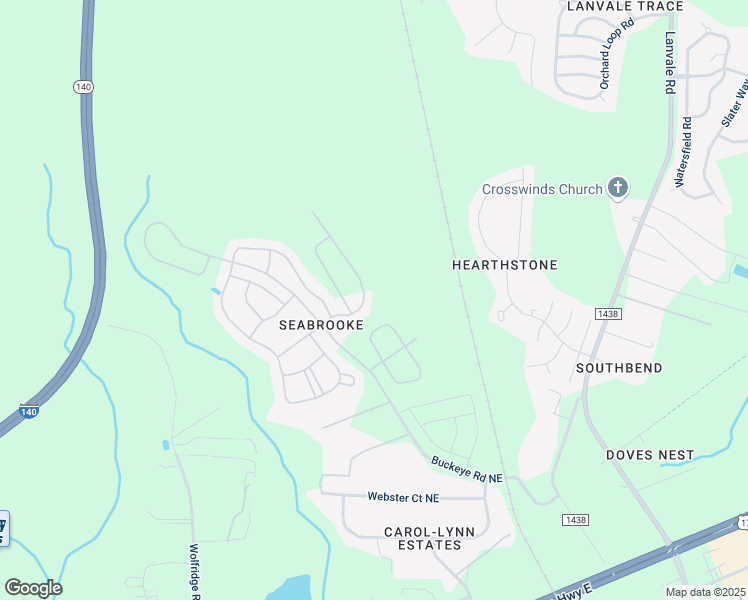 map of restaurants, bars, coffee shops, grocery stores, and more near 8164 Highcroft Drive Northeast in Leland