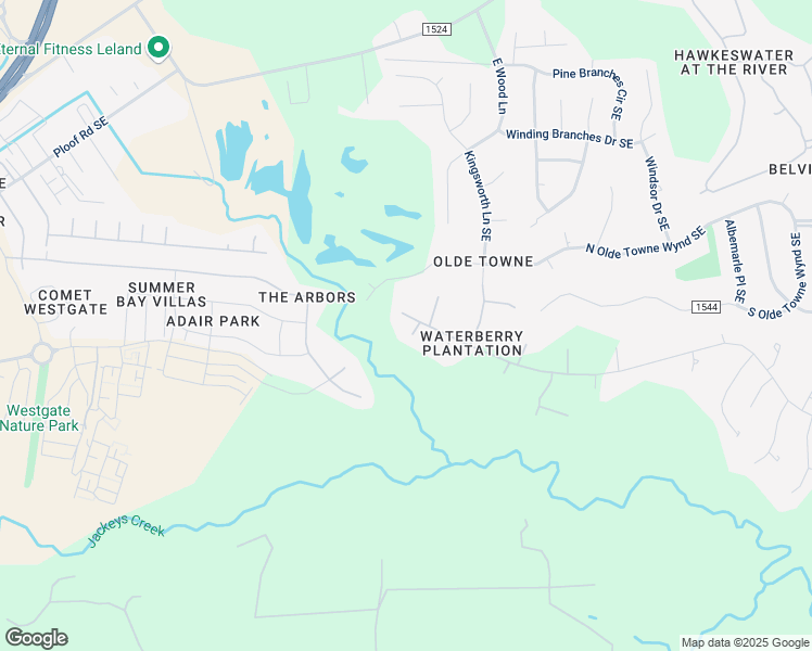 map of restaurants, bars, coffee shops, grocery stores, and more near 668 Jackeys Creek Lane Southeast in Leland
