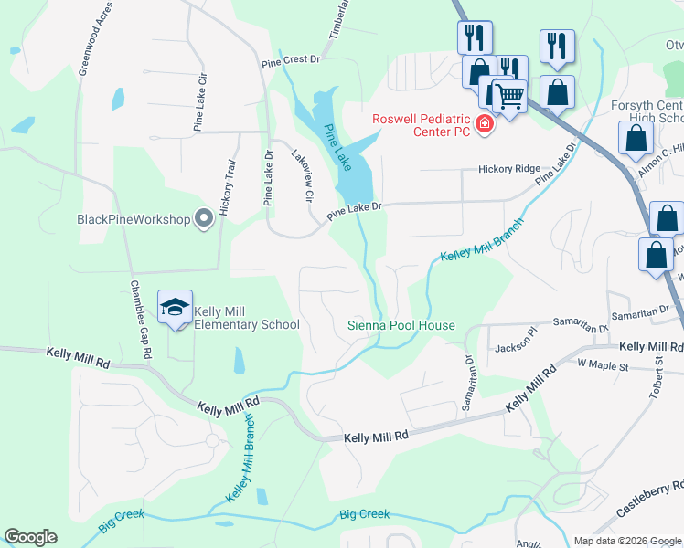 map of restaurants, bars, coffee shops, grocery stores, and more near 945 Summerfield Drive in Cumming