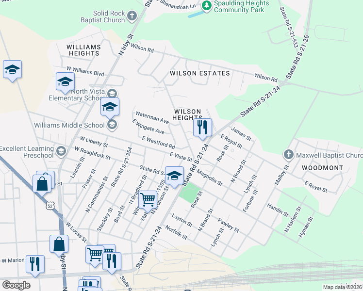 map of restaurants, bars, coffee shops, grocery stores, and more near 1105 Sopkin Avenue in Florence