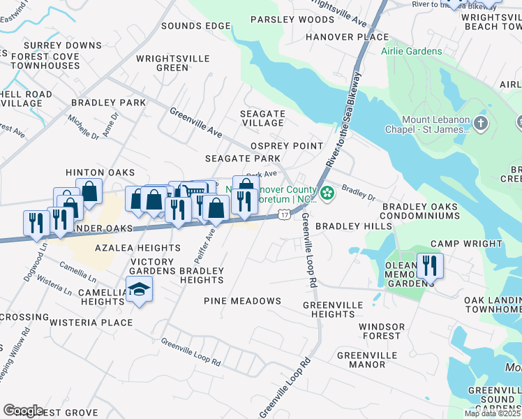 map of restaurants, bars, coffee shops, grocery stores, and more near 128 Bagley Avenue in Wilmington