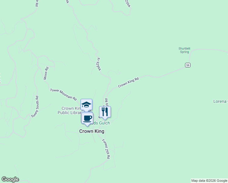 map of restaurants, bars, coffee shops, grocery stores, and more near 7345 Crown King Road in Crown King