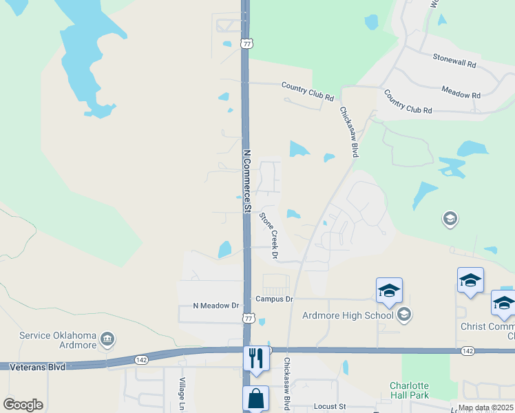 map of restaurants, bars, coffee shops, grocery stores, and more near 1111 Black Jack Drive in Ardmore