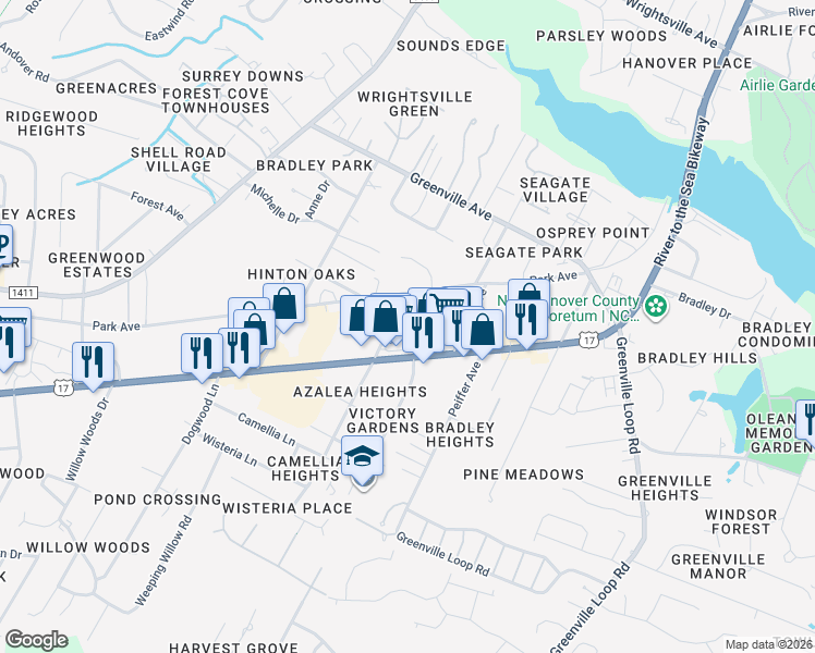 map of restaurants, bars, coffee shops, grocery stores, and more near 125 S 58th St in Wilmington