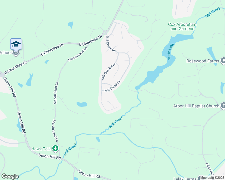 map of restaurants, bars, coffee shops, grocery stores, and more near 187 Mill Creek Drive in Canton