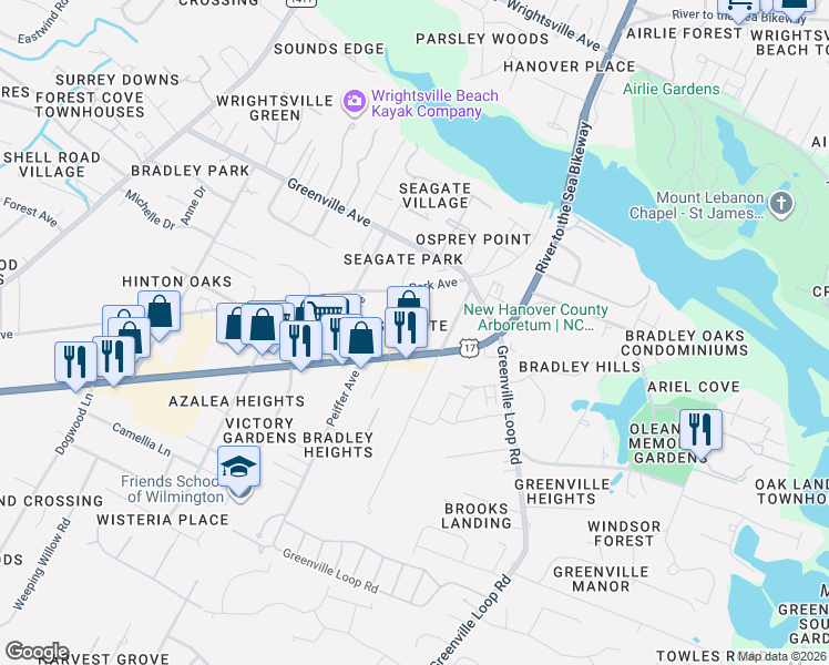 map of restaurants, bars, coffee shops, grocery stores, and more near 128 Bagley Avenue in Wilmington