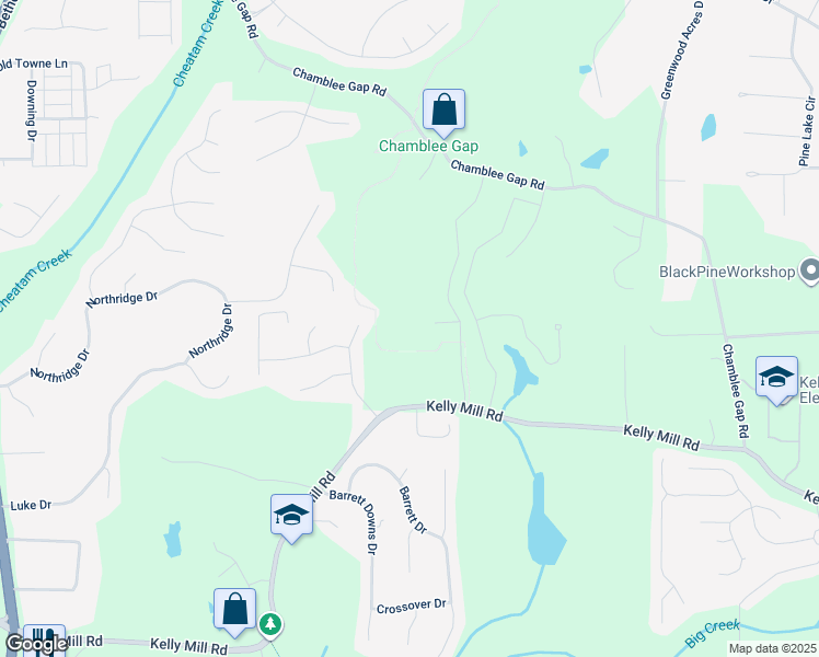 map of restaurants, bars, coffee shops, grocery stores, and more near 1599 Johnson Road in Cumming