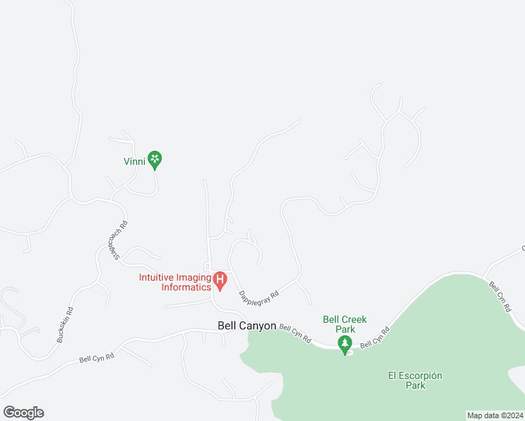 map of restaurants, bars, coffee shops, grocery stores, and more near 73 Dapplegray Road in Bell Canyon