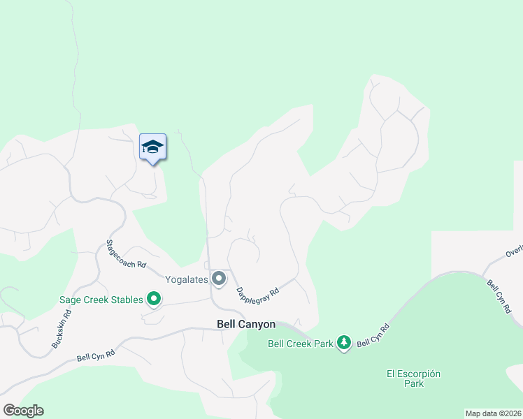 map of restaurants, bars, coffee shops, grocery stores, and more near 73 Dapplegray Road in Bell Canyon