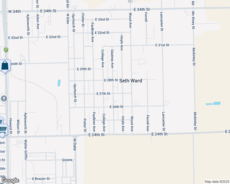 map of restaurants, bars, coffee shops, grocery stores, and more near 2700 Gladney Avenue in Plainview