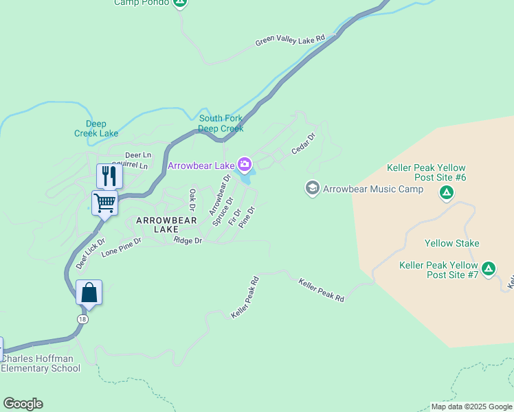 map of restaurants, bars, coffee shops, grocery stores, and more near in Running Springs