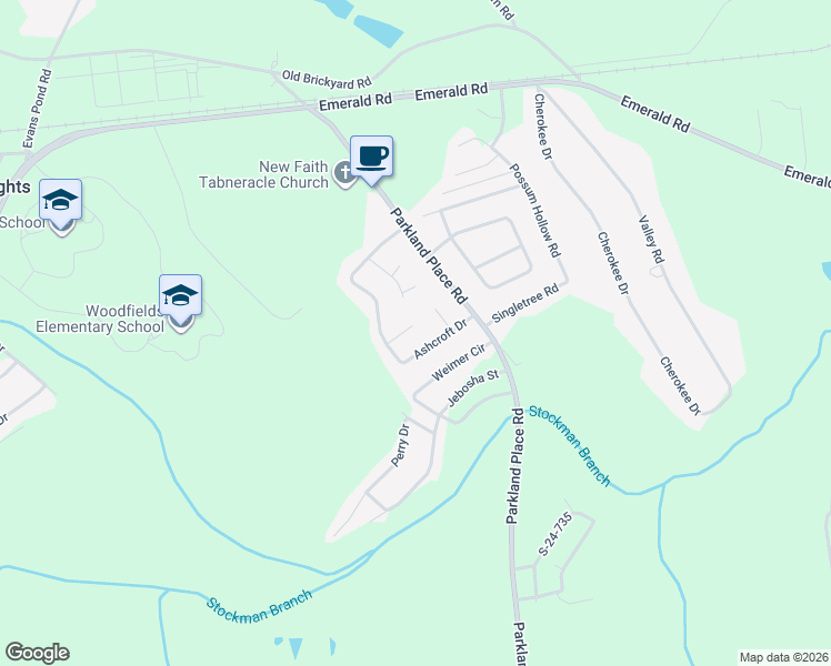 map of restaurants, bars, coffee shops, grocery stores, and more near 108 Woodlock Lane in Greenwood