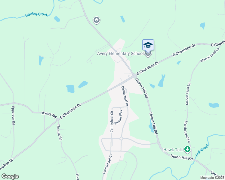 map of restaurants, bars, coffee shops, grocery stores, and more near 100 Carmichael Drive in Canton